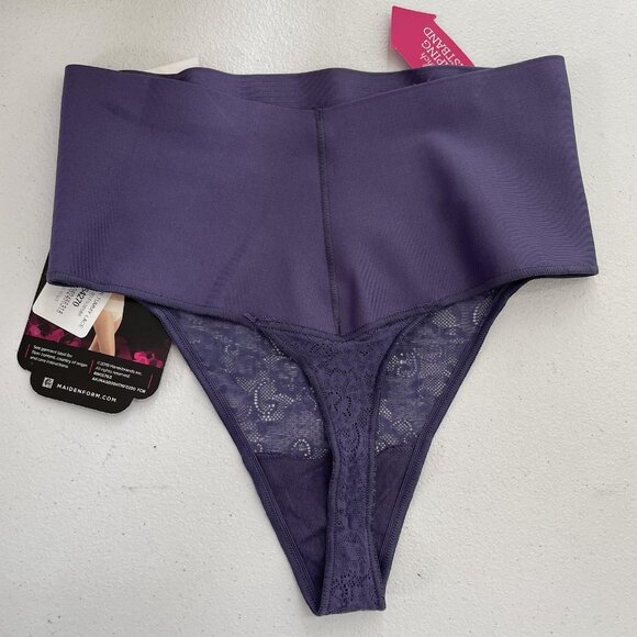 Maidenform Thong Womens Small Purple Navy High Waist Shaping Cool Comfort 2 Pack - Picture 5 of 8